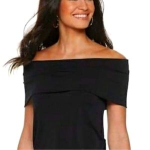 Jennifer Lopez black light weight knit knit off shoulder top size XXL